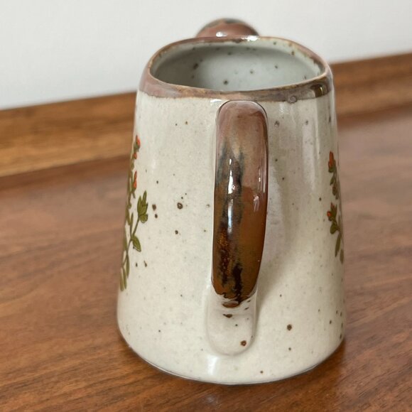 Vintage Takahashi 3.5" Stoneware Watering Can Japan Mini Speckled Floral Flowers - Picture 6 of 9